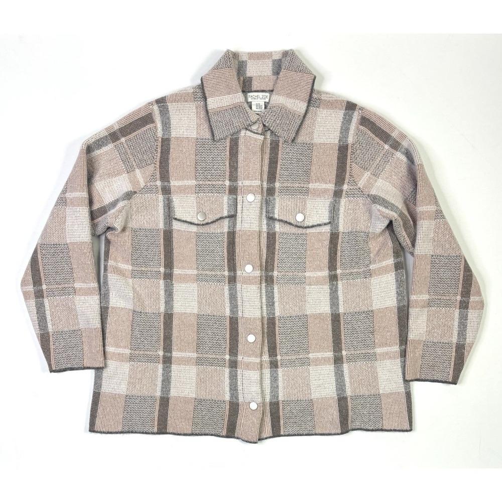 Rachel Zoe Shacket Women's 2X Shirt Jacket Plaid Knit Very Soft Plus Size